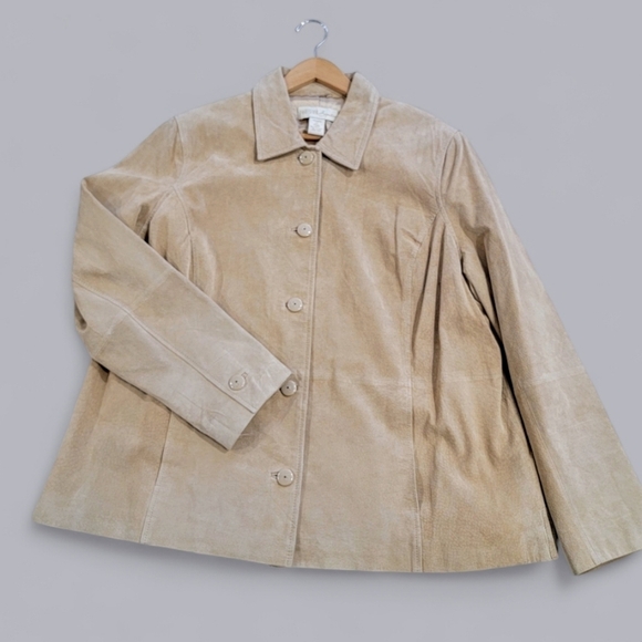 Parisian Signature Suede Coat Leather Jacket Light Tan Size 2X - Picture 16 of 16